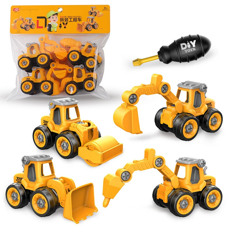 DIY Detachable Engineering Vehicle Car Styling Construction Toys Screw Building Blocks Creative Tool Education Toys for Boys