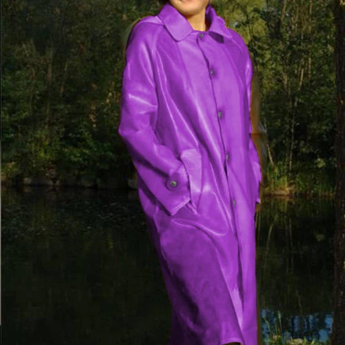 

Latex Windbreaker Women Fashion Purple Sexy Suit Long Slevees With Button Size XXS-XXL