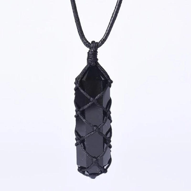 Wholesale Black Obsidian Natural Stone Pendants Pendulum Pendant Necklace Safe Lucky For Women Men Couple Style Fashion Jewelry