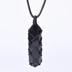 Wholesale Black Obsidian Natural Stone Pendants Pendulum Pendant Necklace Safe Lucky For Women Men Couple Style Fashion Jewelry