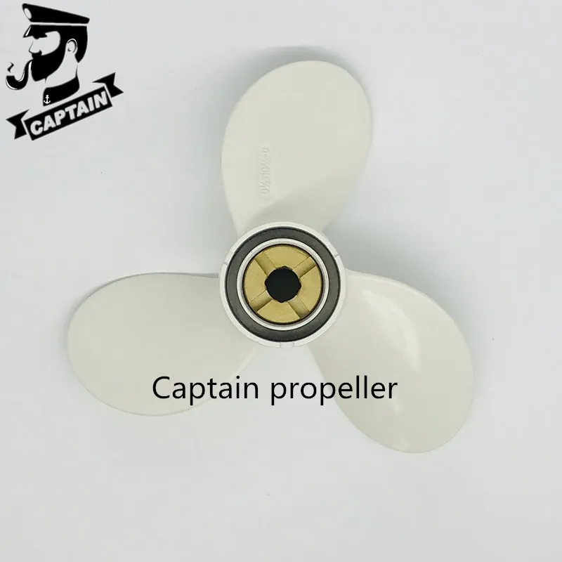 Captain Outboard Propeller 9 1/4x10 3/4 Fit Yamaha Engines 9.9HP 15HP F15C F15 F20 20HP Aluminum Pin Drive RH 626-45943-02-EL-D