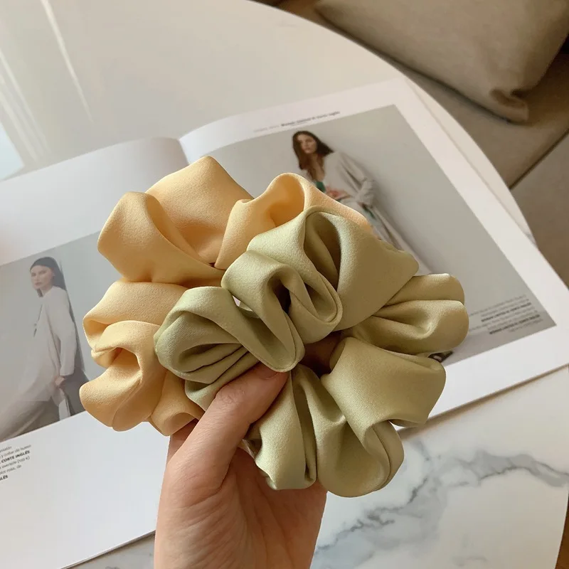 2 Cái/bộ Lụa Polyester Lớn Scrunchies Cao Su Đàn Hồi Tóc Nữ Cô Gái Rắn Đuôi Ngựa Giá Đỡ Dây Buộc Tóc Phụ Kiện Tóc