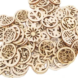 20pcs  Wood Laser Cut Embellishment Hollow Out Wooden Flower Shape Wood Discs Unfinished Wood Cutout for Arts Crafts Decorations