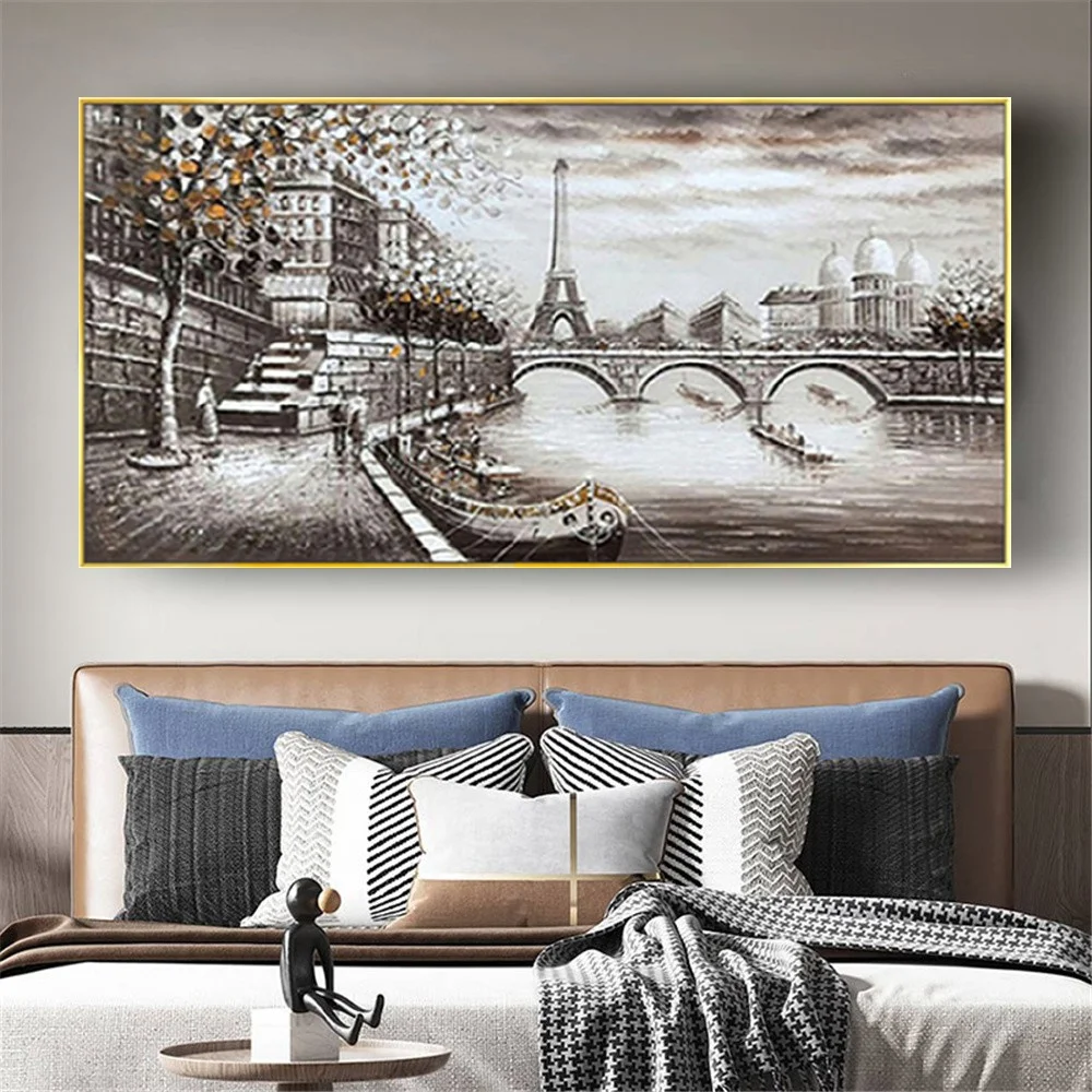 classical-oil-painting-100-handmade-abstract-black-and-white-paris-senna-canvas-picture-retro-wall-art-decor-living-room-office