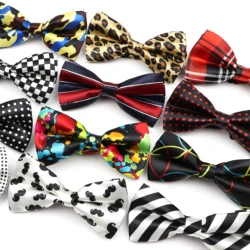 52style męskie paski Paild muszki poliester nowość Handmade Fomal Dot Leopard broda wzór Bowtie Party prezent dla mężczyzn