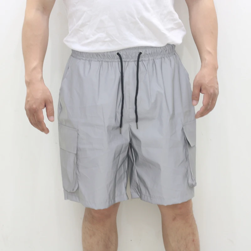 Summer 2025 reflective cargo shorts men multi pockets short pants hip hop casual sports shorts bermudas masculina