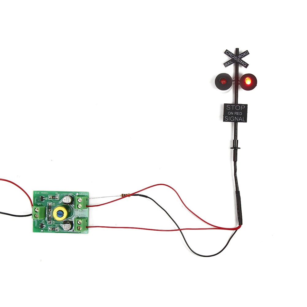 Evemodel JTD877RP HO Scale 1:87 Railroad Crossing Signals 2 Red LEDs with Circuit Board Flasher