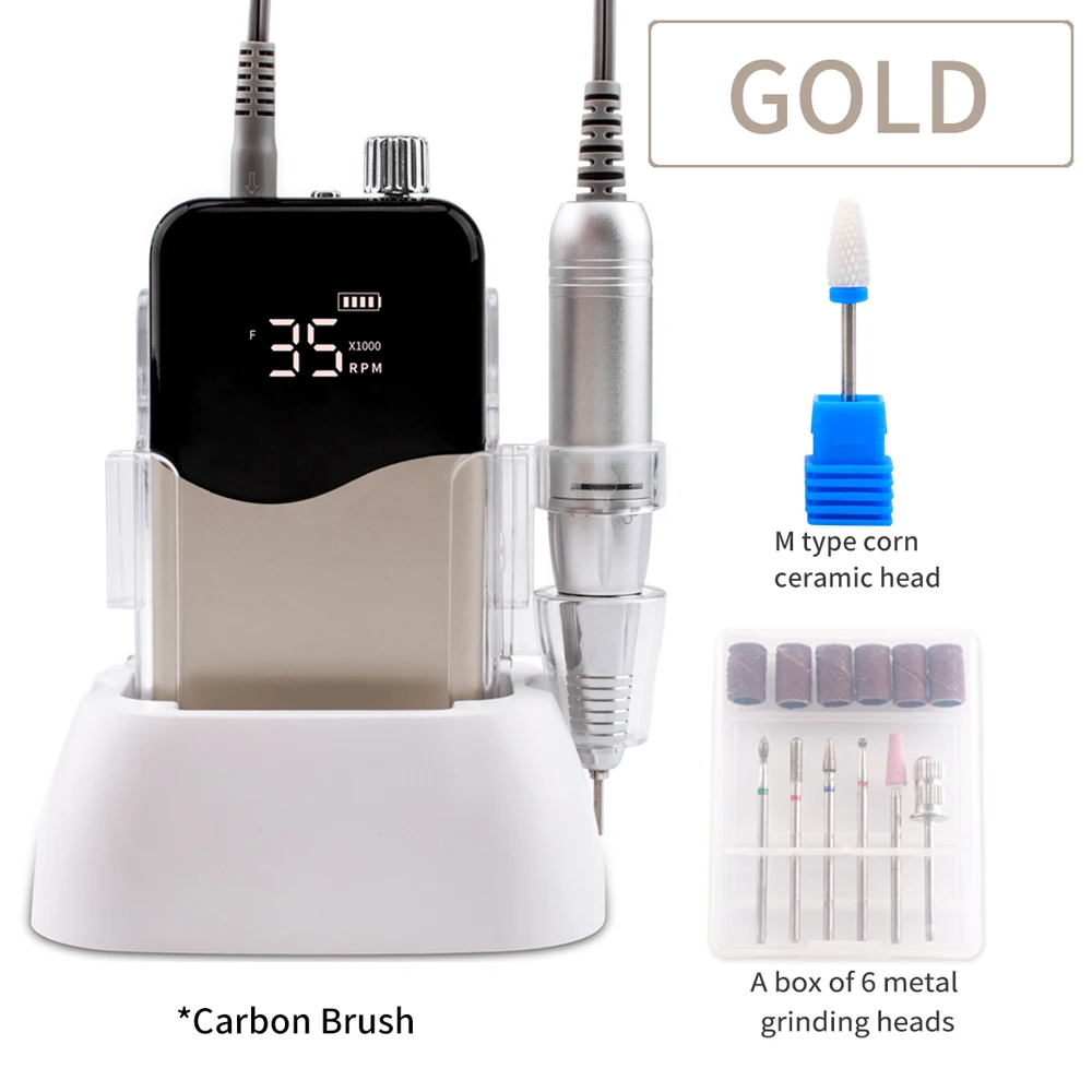 SIMINAIL Wave nagelboor Oplaadbare desktopbasis 35000 RPM manicure elektrische machine nagelvijl pedicure draadloos boren