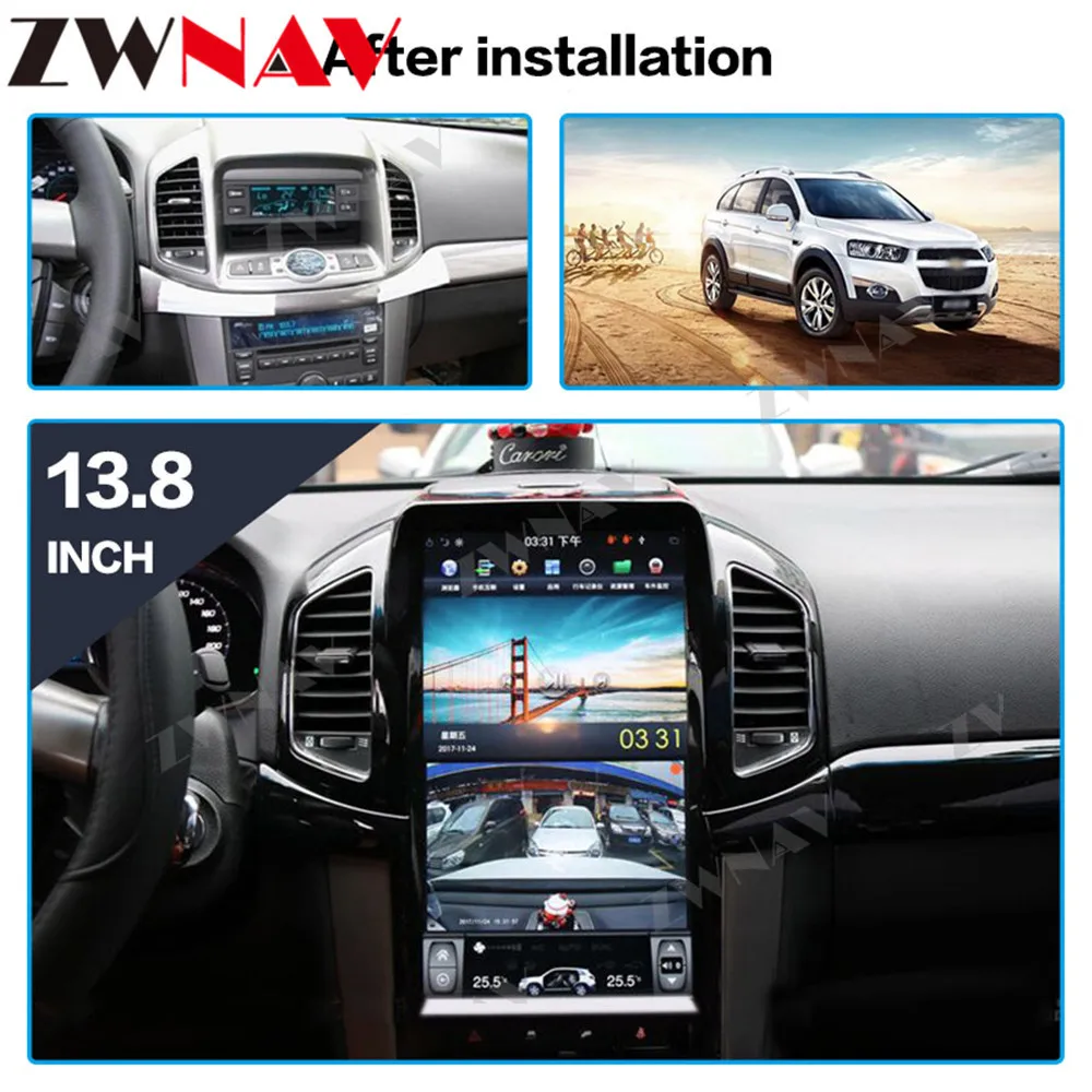 ZWNAV 13.6'' Tesla Style Android 10 PX6 4G128G auto Car multimedia GPS Player for Chevrolet Captiva 2013-2017 radio BT head unit