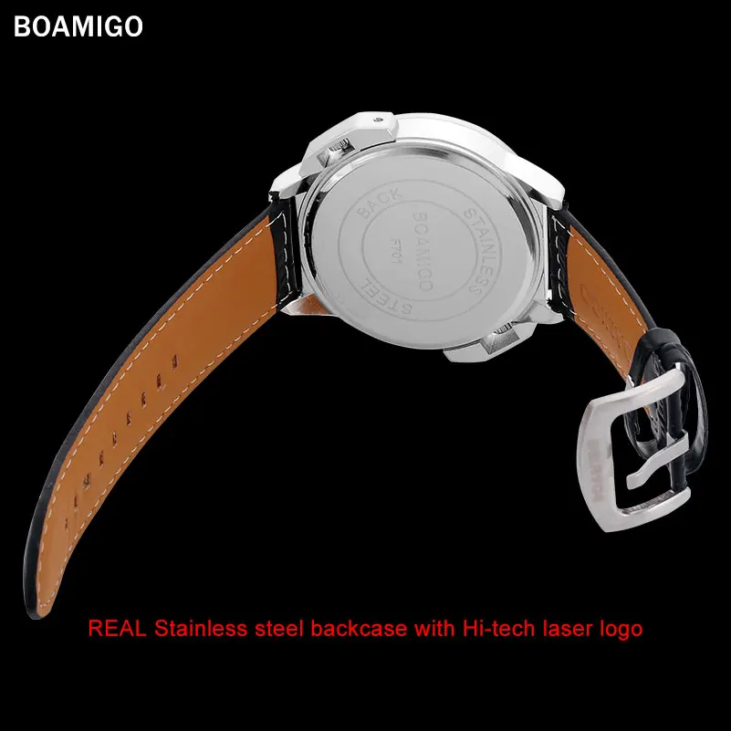 BOAMIGO – montre à Quartz pour hommes, bracelet double fuseau horaire, grande marque de sport