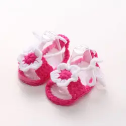 Pudcoco Newborn Infant Kid Baby Boy Girl Soft Handmade Crochet Knit Flower Pearl Sandals Cute Summer Baby Child Shoes