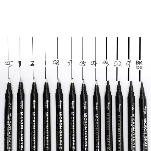 Guangna Drawing Micron Graphic Needle Pen Black Sketch Hook Line Pen 005 01 02 03 04 05 07 08 1.0 2.0 3.0 Brush Fine Lines 8050