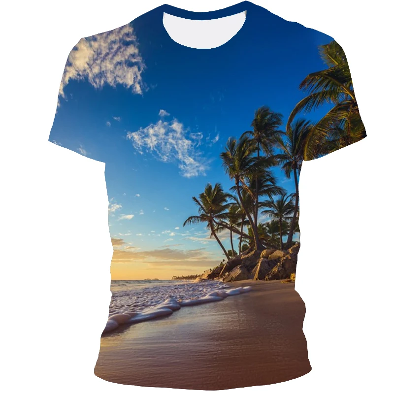 Summer Urban Style Print T-shirt 3D Fashion Natural Scenery Graphic t shirts New Hip Hop Street View Pattern t shirt For Men Top