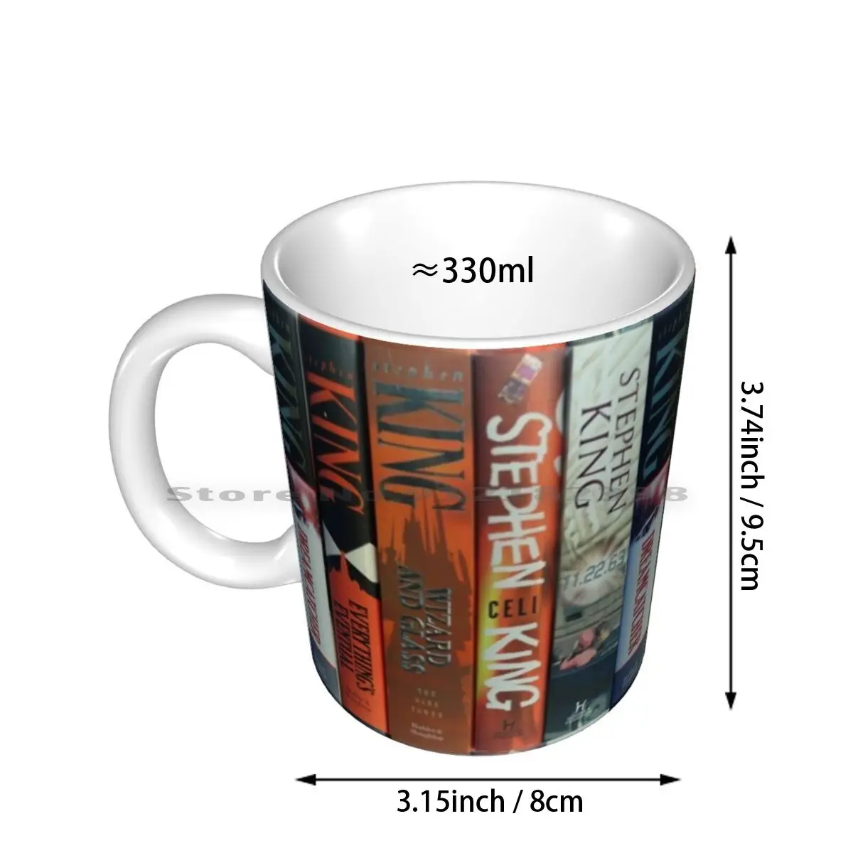 Sk Red Ceramic Mugs Coffee Cups Milk Tea Mug Stephen King Books Novels Spines Horror Fiction Writer Creative Trending Vintage