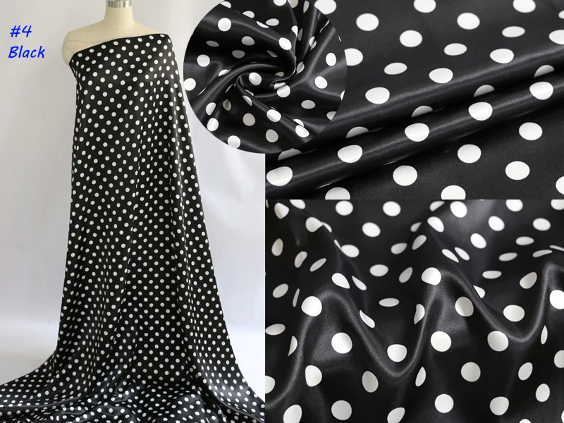 1 meter X 1.48 meter Polka Dots Fabric Satin Charmeuse Soft Lining Scarf Diy Tissu