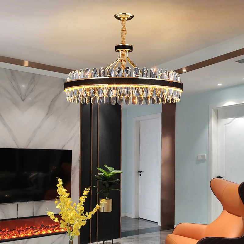 LED Postmodern Crystal Leather Hanging Lamps Suspension Luminaire Lampen Pendant Lights.Pendant Lamp.Pendant light For Foyer