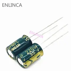 12pcs/lot Q09 Low ESR/Impedance high frequency 35v 220UF aluminum electrolytic capacitor size 8*12 220UF35V 20%