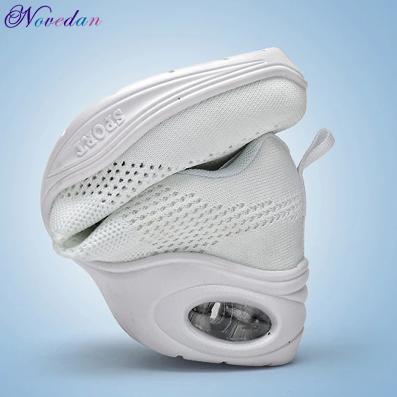 Kadın Nefes Hava Mesh Kare Dans Ayakkabıları Caz Ayakkabı Kızlar Kırmızı Beyaz Siyah hava yastığı Yumuşak Alt Dans Sneakers