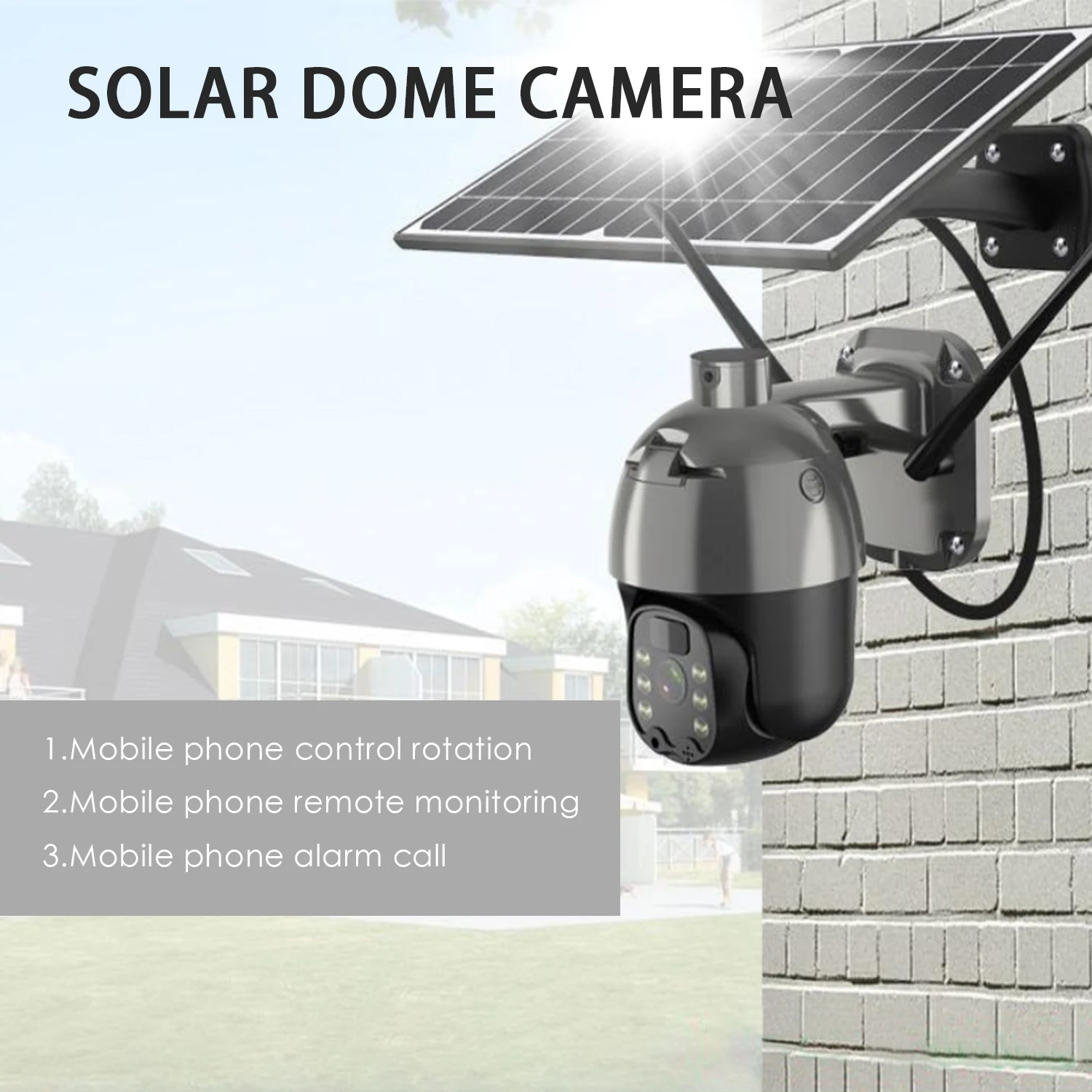 Solar  Camera Outdoor Wireless PTZ - WiFi Home Spotlight Camera System, Rechargeable Battery Powered 1080 HD Color Night