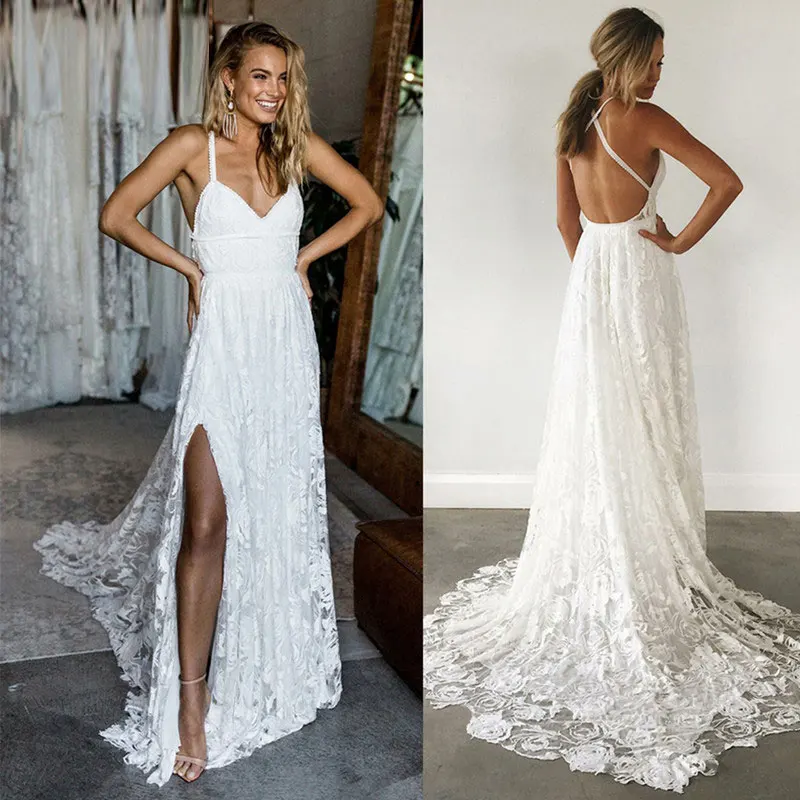 Vestido de noiva sexy, com decote em v, ou para festa, ou casamento