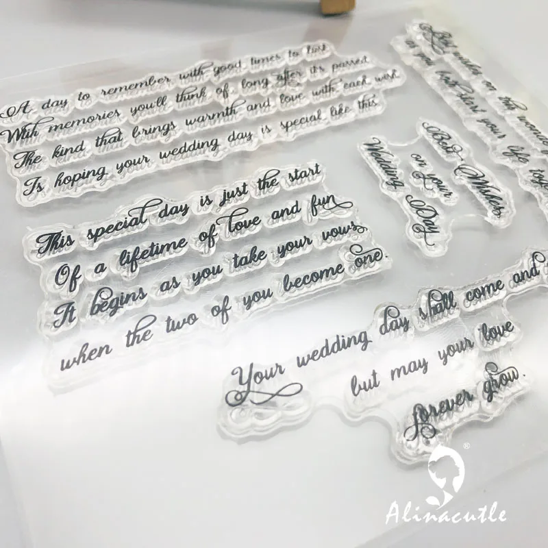 Alinacutle CLEAR STAMPS Wedding Sentiments Scrapbooking Card Album Paper Craft Rubber Roller Transparent Silicon