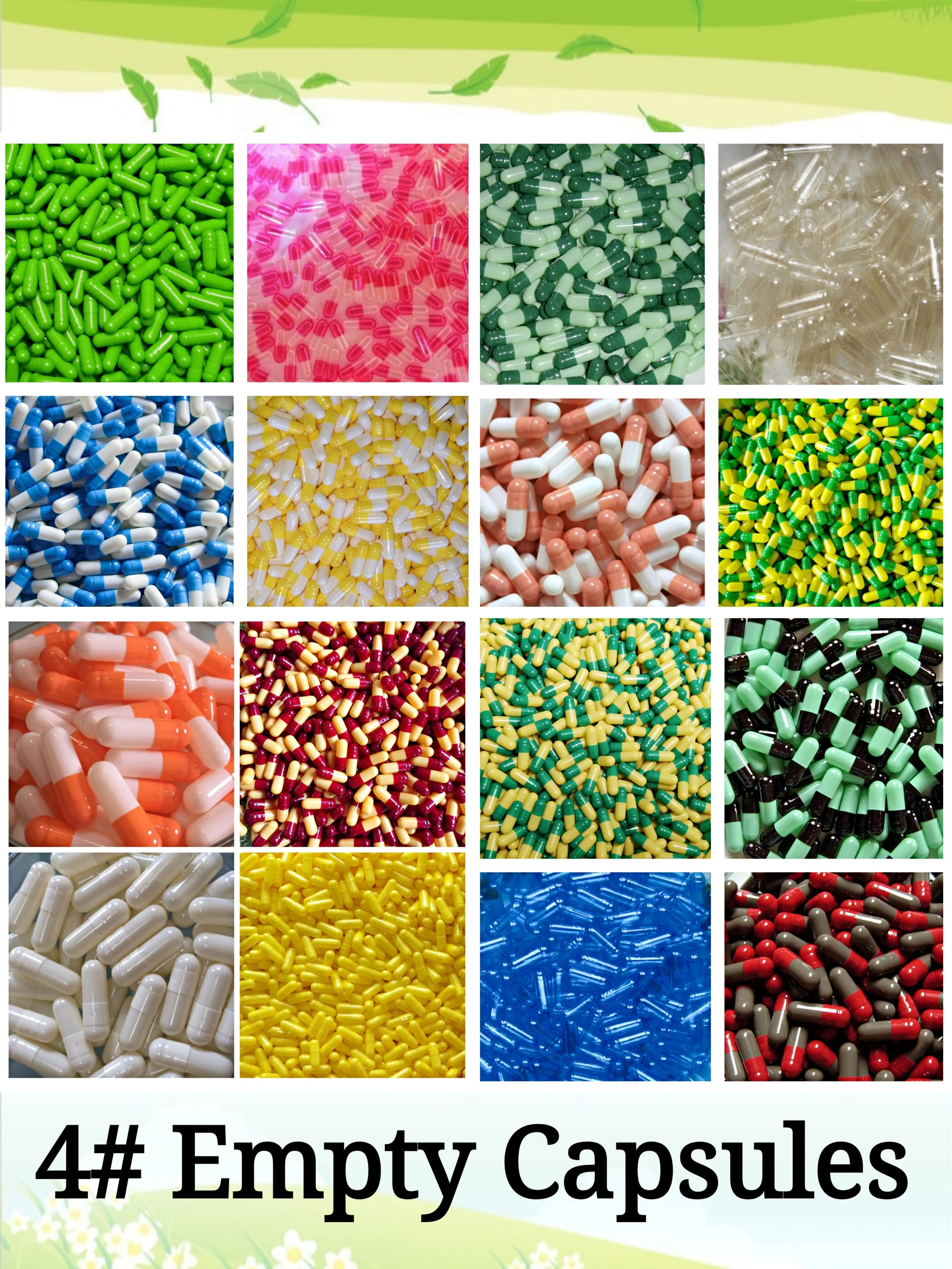 4# 1,000pcs! All Kinds Of Colored Empty Capsules/gelatin  empty capsules sizes 4, closed or seperated capsules available!