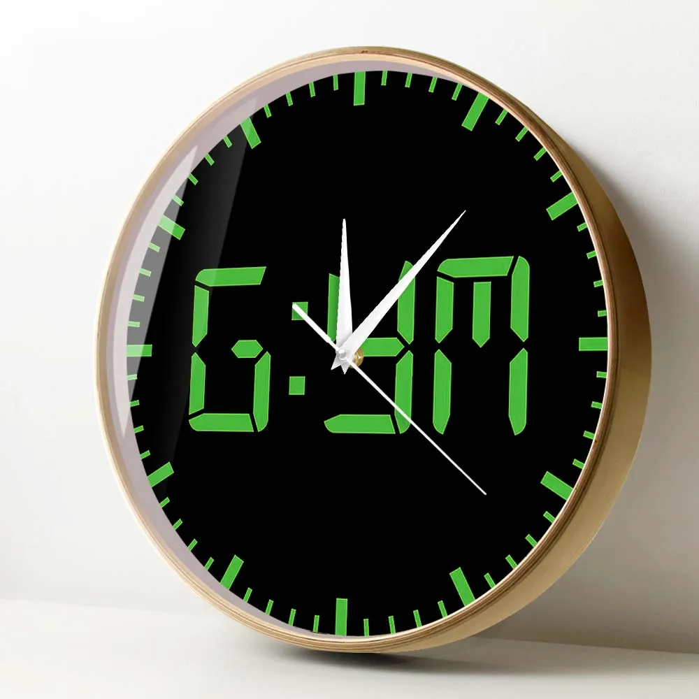 GYM Time Green And Black Minimalist Art Wall Clock For Fitness Center Motivational Room Decor Modern Design Silent Wall Watch