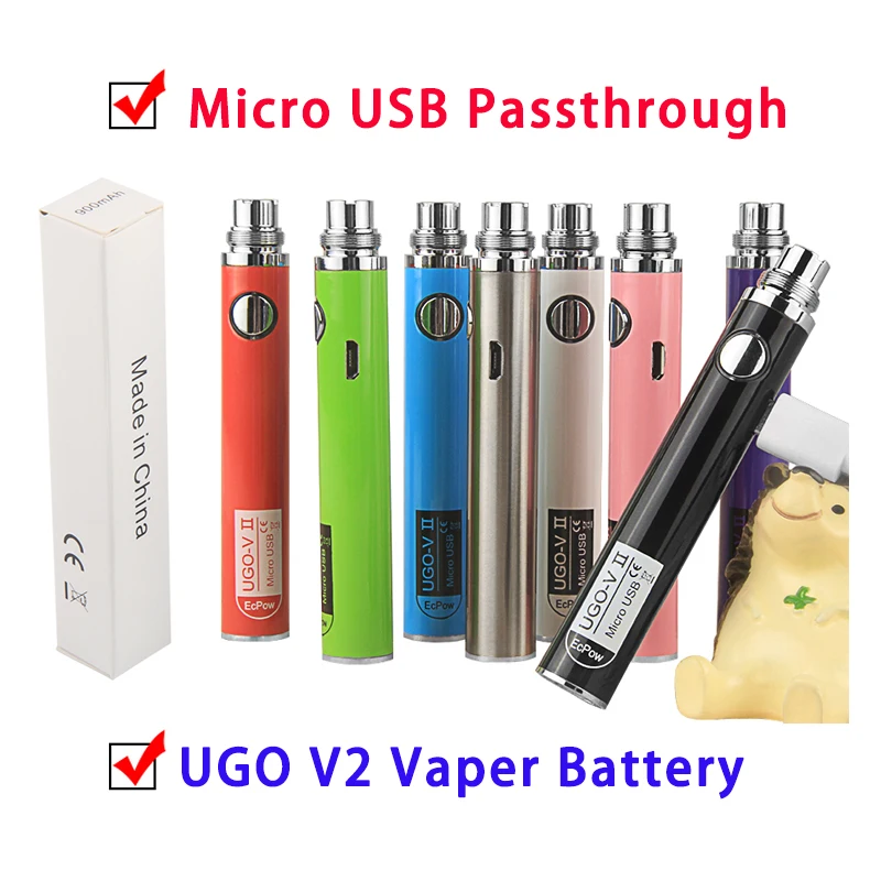 

UGO V II Electronic Cigarette Battery USB Charge for side Ago MT3 CE4 Atomizer E Cig e sigaret EVOD EGO smoke Battery 2pcs/lot