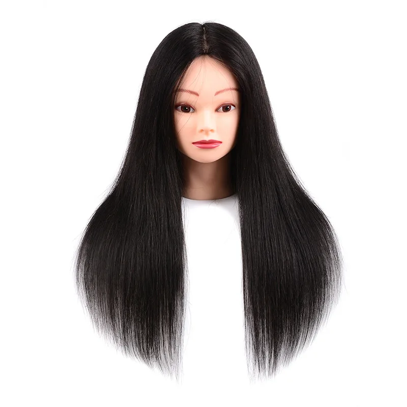 DUNIHair-Tête de mannequin pour la pratique des apprentis, 100% vrais cheveux, cheveux à la main, salon de coiffure, style de beurre, peut être teint et soufflé par permanente