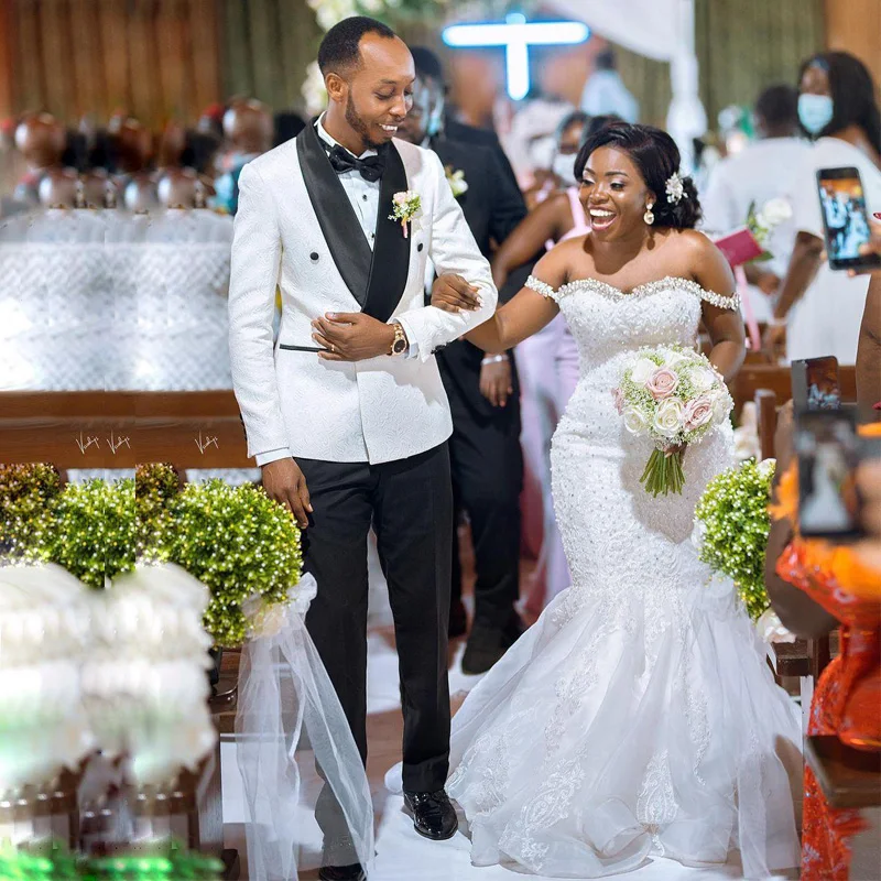 Kristall Meerjungfrau Hochzeit Kleider Weg Von der Schulter Land Brautkleider Spitze Appliques Bead Korsett Zurück Garten Vestido De Novia