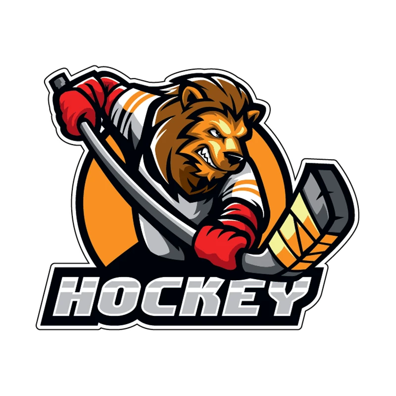 S40757# Various Sizes Self-Adhesive Decal Lion Hockey Player Car Sticker Waterproof Auto Decors on Bumper Rear Window