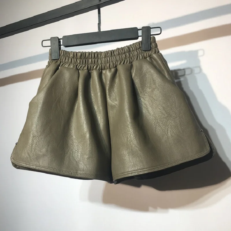 Fashion New Girl PU Leather Shorts Toddler Teen Child Leather Short High Waist Wide Legged PU Short Pant Baby Clothes 2-16Y