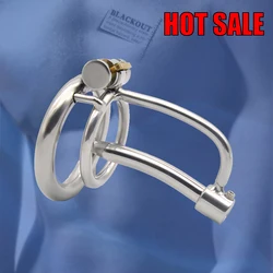 BLACKOUT 2021 New 316 Stainless Steel Male Chastity Device Cock Cage Penis Ring Belt Removable Catheter Stealth Lock A279-P