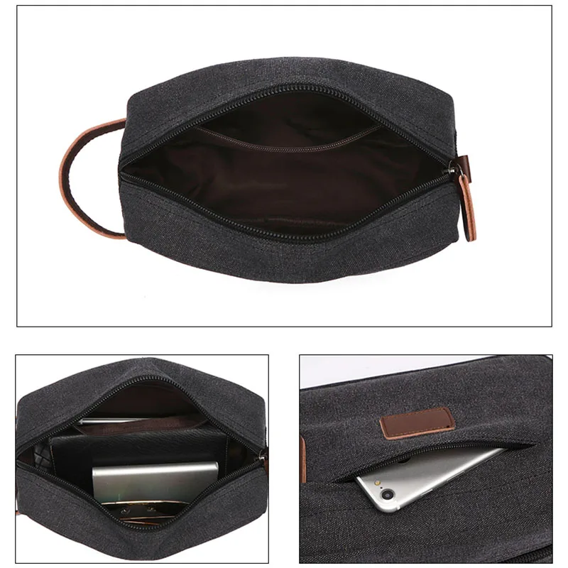 Men\'s Canvas Travel Wash Toiletry Bag Women Cosmetic Makeup Beauty Necessaries Bag Waterproof Dopp Kit Shaving Organizer Handbag