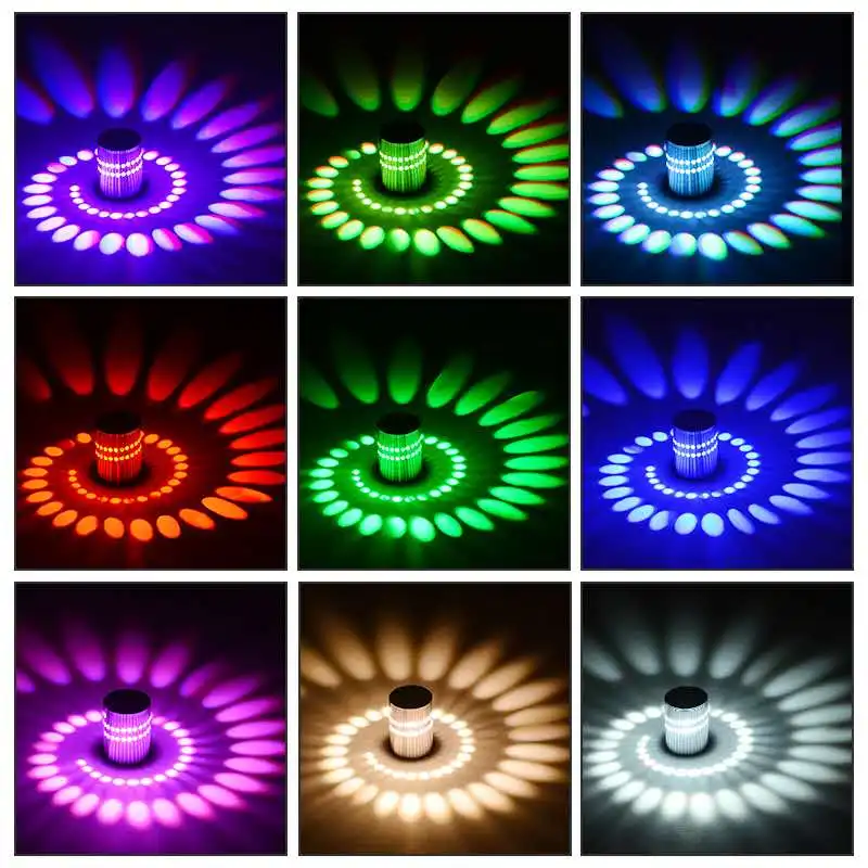 RGB Spiral Hole LED Wall Light Effect Wall Lamp Remote Controller Colorful Wandlamp Sconce For Party Bar KTV Home Decoration