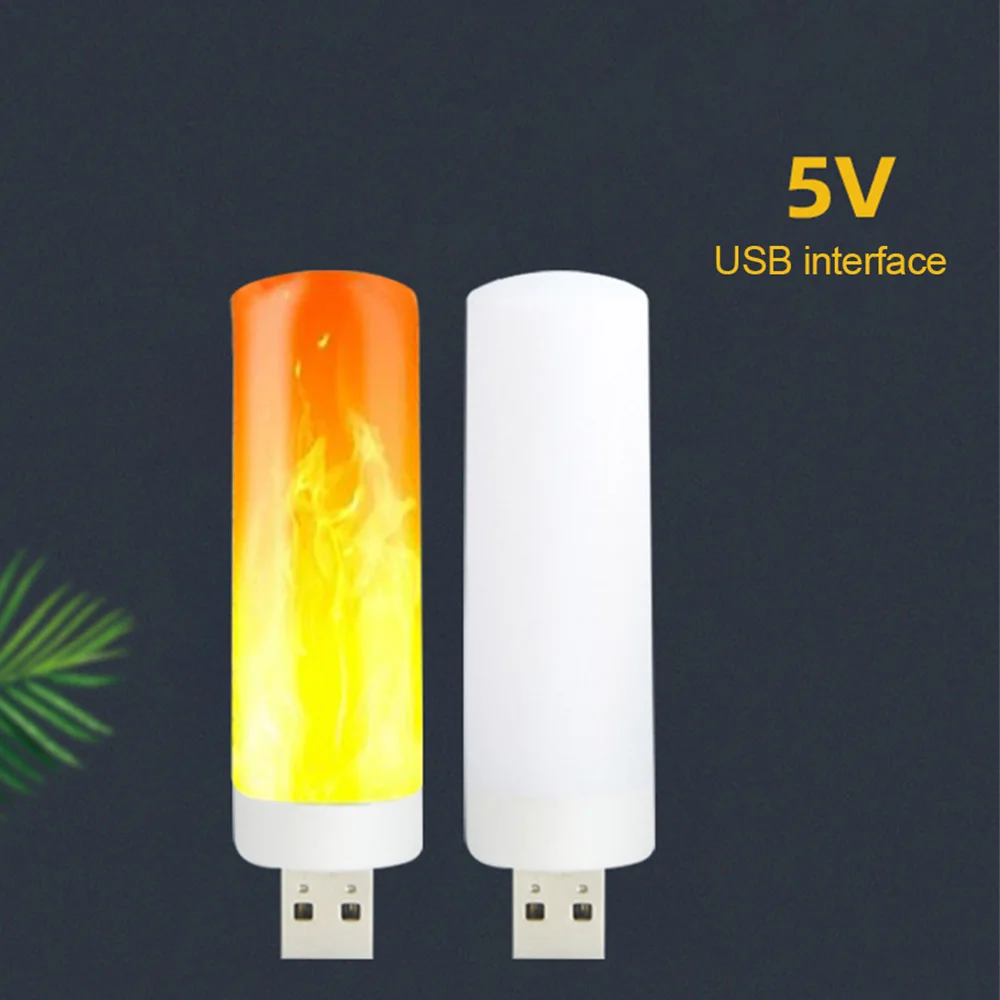 Led Flame Night Light USB Light Bulb Blaze Lamp Simulation Flame Lamps Interior Decorative Lighting Candle Room Decorate Lights