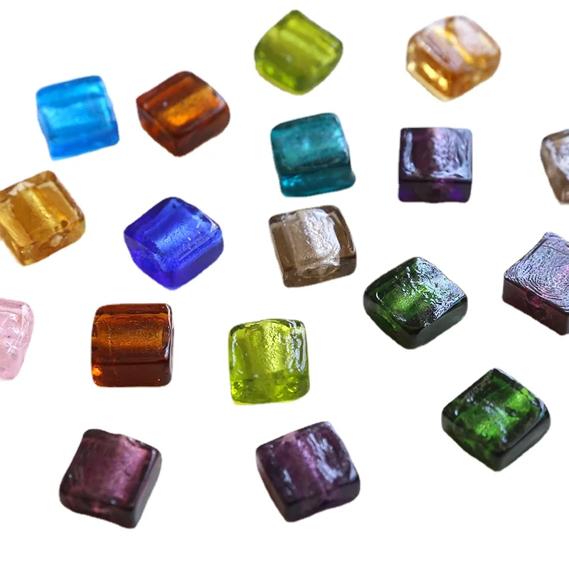 12mm glazed square translucent scattered beads personalized pendant DIY hand made jewelry earrings accessories Beaded material