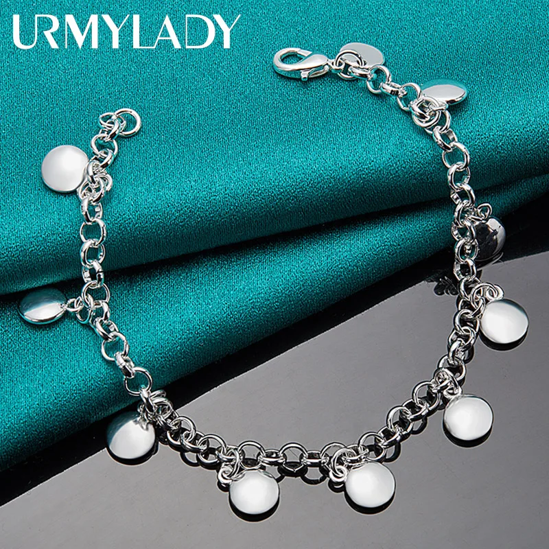 

URMYLADY 925 Sterling Silver Lentils Pendant Bracelet For Women Charm Wedding Party Fashion Jewelry