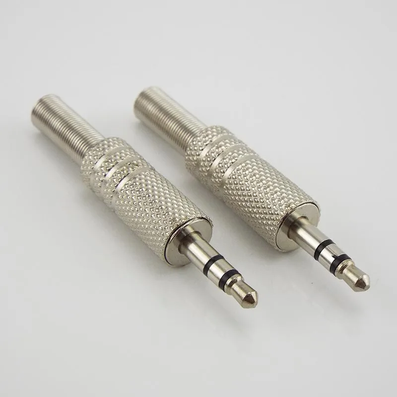 3.5mm 2 Ring 3 Poles Stereo Jack Plug 3.5mm 1/8 inch Female Audio Connector Cable Solder Adapter Metal Terminal with Spring B1