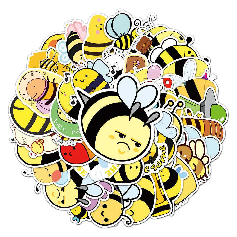 10/30/50PCS Kawaii Cute Bee Cartoon Graffiti Stickers Aesthetic Laptop Phone Fridge Waterproof Decal DI Y Sticker Packs Kid Toy