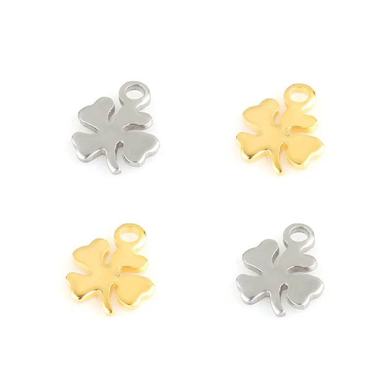 20pcs 11*8.5mm Stainless Steel Accessories Plant Pendant Clover Charms Pendant Flowers Pendant For Making DIY Jewelry Accessory