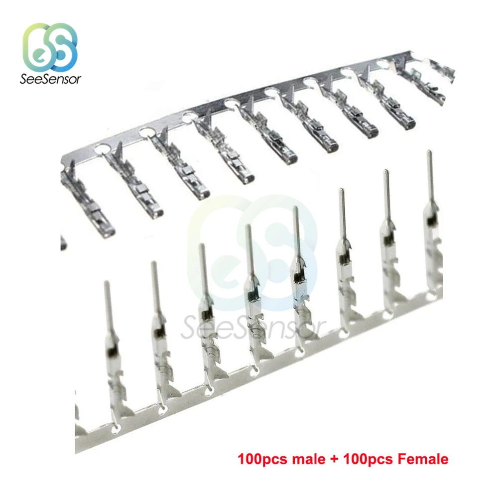100 pezzi maschio 100 pezzi passo femmina 2.54mm fila singola Dupont Reed Dupont ponticello cavo cavo Pin terminale connettore