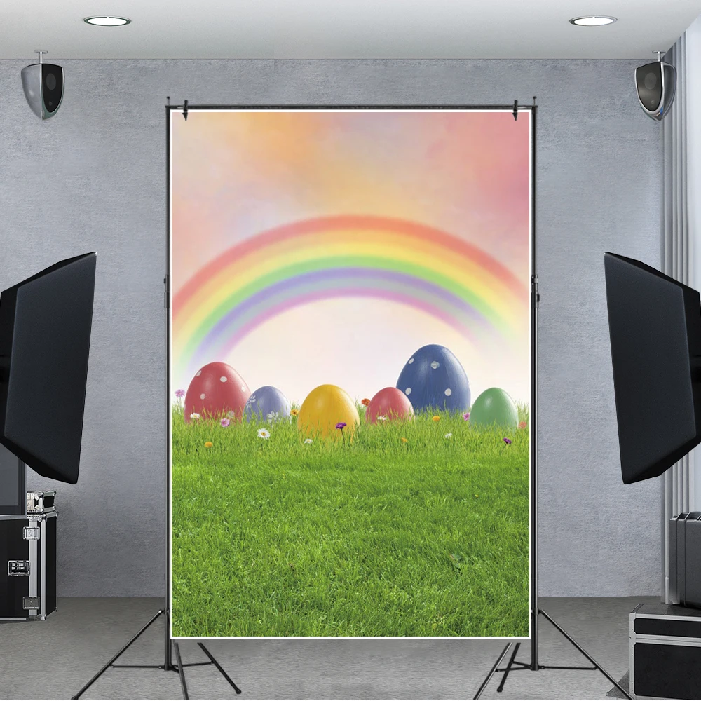 Yeele الربيع بيض عيد القيامة العشب الأخضر الزهور قوس قزح التصوير خلفية التصوير الديكور خلفيات للصور استوديو