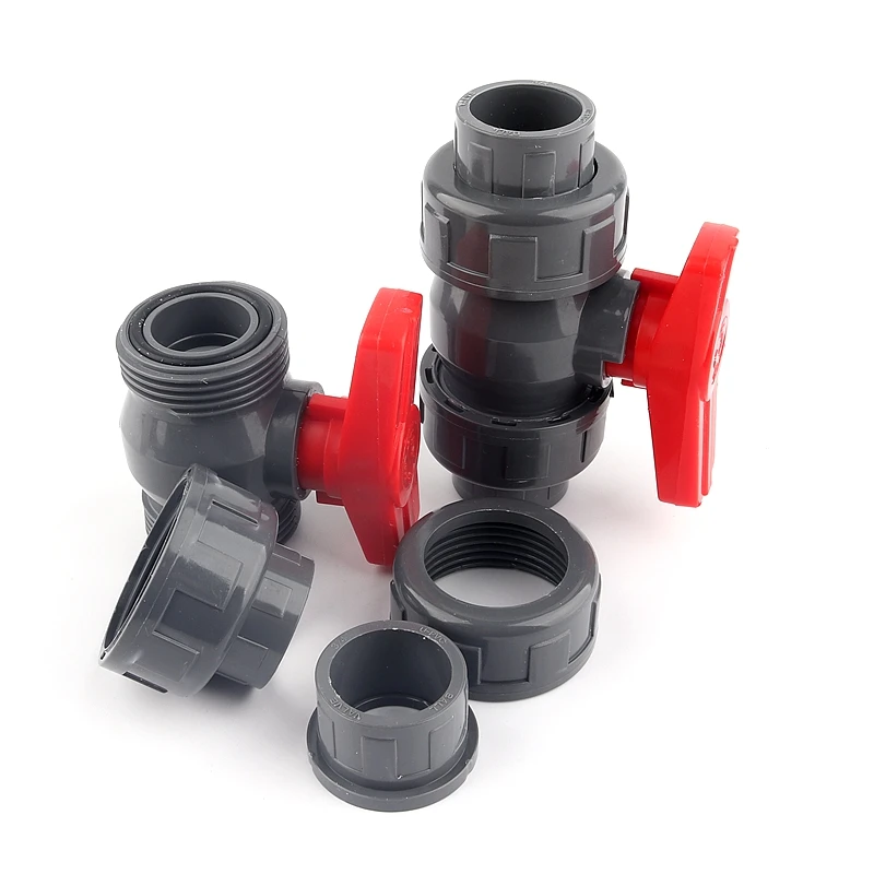 20/25-110mm Plus Size PVC Union Valve Connector Water Pipe Fitting Ball Valve Agriculture Garden Irrigation Fittings