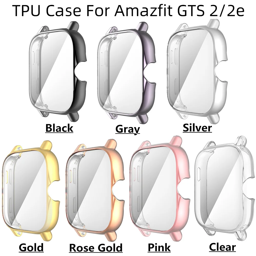 TPU Soft Full Screen Glass Protector Case Shell Edge Frame For Amazfit GTS 2/2e GTS2/e Smartwatch GTS2e Protective Bumper Cover