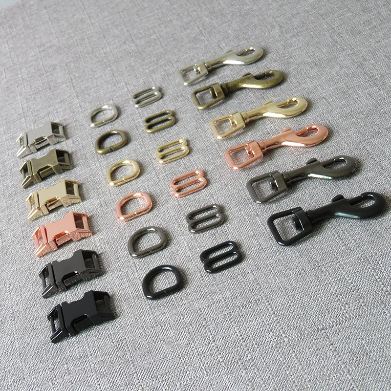 20 sets 15mm wholesale dog collar leash metal buckle D ring release belt buckle spring hook belt slider harness sewing accessory