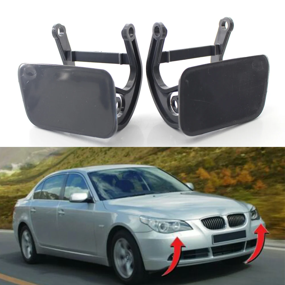 2x Car Front Bumper Headlight Washer Cap Cover For BMW E60 5Series 525i 528i 545i 550i 535xi 2004 2005 2006 2007 2008 2009 2010