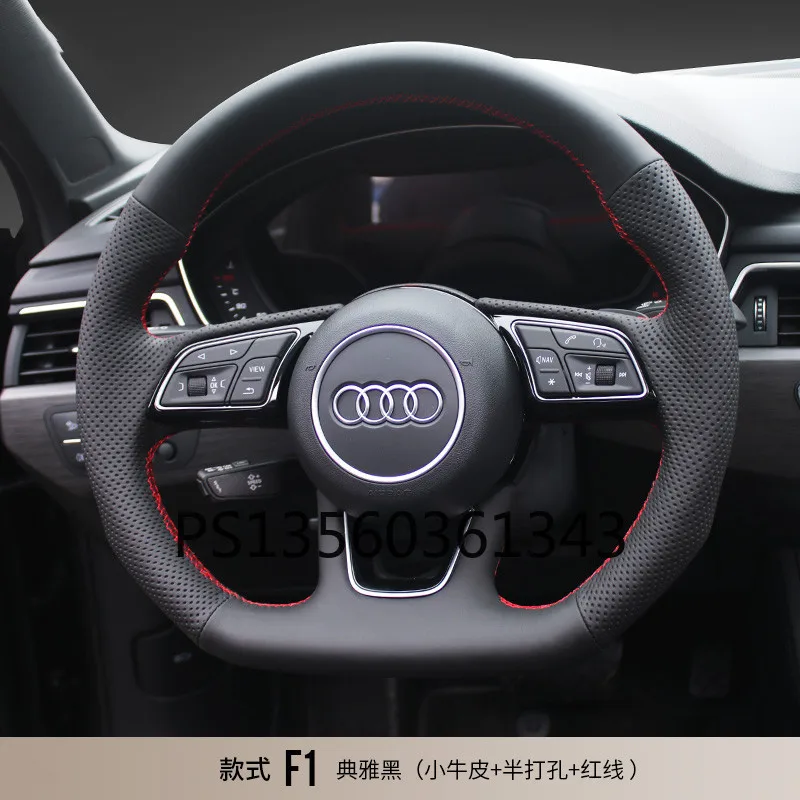 

DIY hand-stitched steering wheel cover fit for Audi A4L A3 A6L Q5L Q3 A5 Q7 leather handle cover