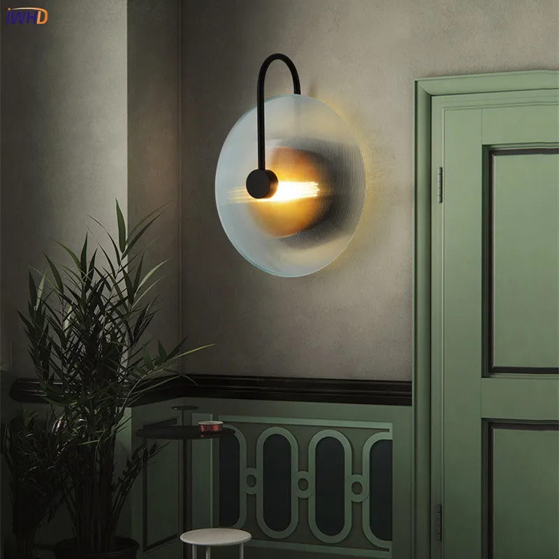 

Nordic Wall Lamp Black/Golden Glass Wandlamp Bedroom Light Modern Round Bathroom Bedside Lighting Applique Murale Luminaire