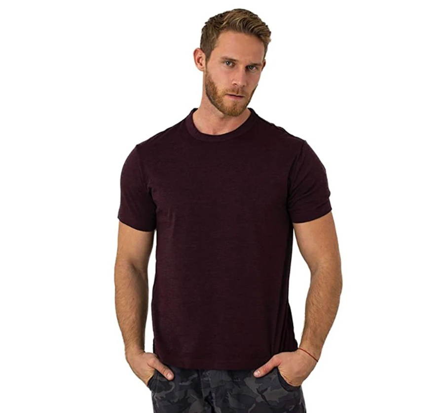 100% Merino Wool T Shirt Men Base Layer Merino Tshirt 180G Everyday Undershirt Wicking Breathable Anti-Odor + Hiking Blend Socks